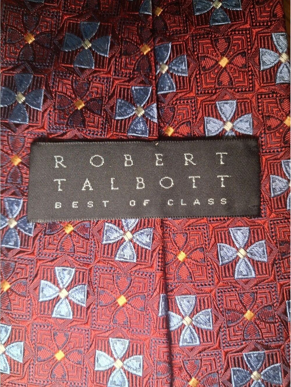 Robert Talbott Best of Class Silk Tie Red Geometric Wide - Picture 2 of 8